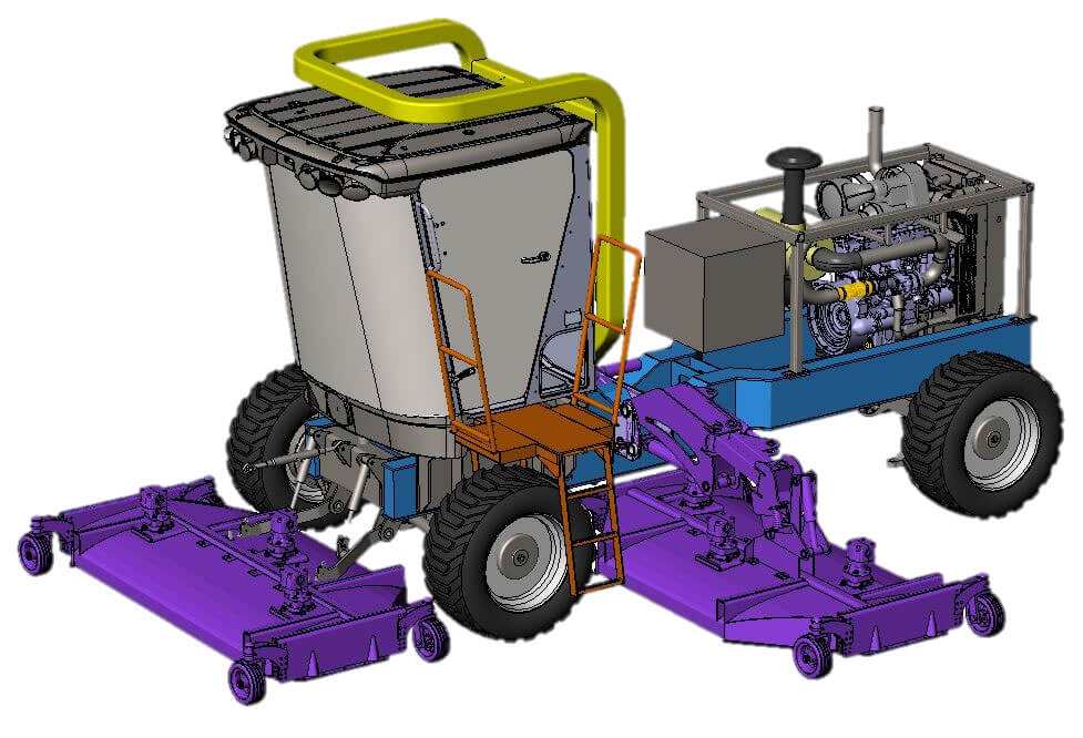 Render of a 3D model of an industrial tractor